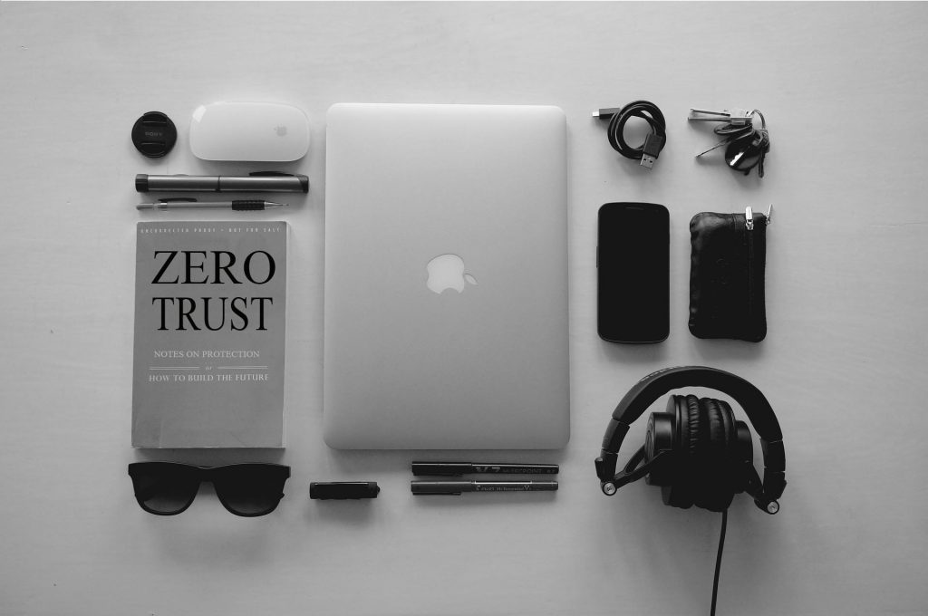 Zero Trust Image with computer book and computer